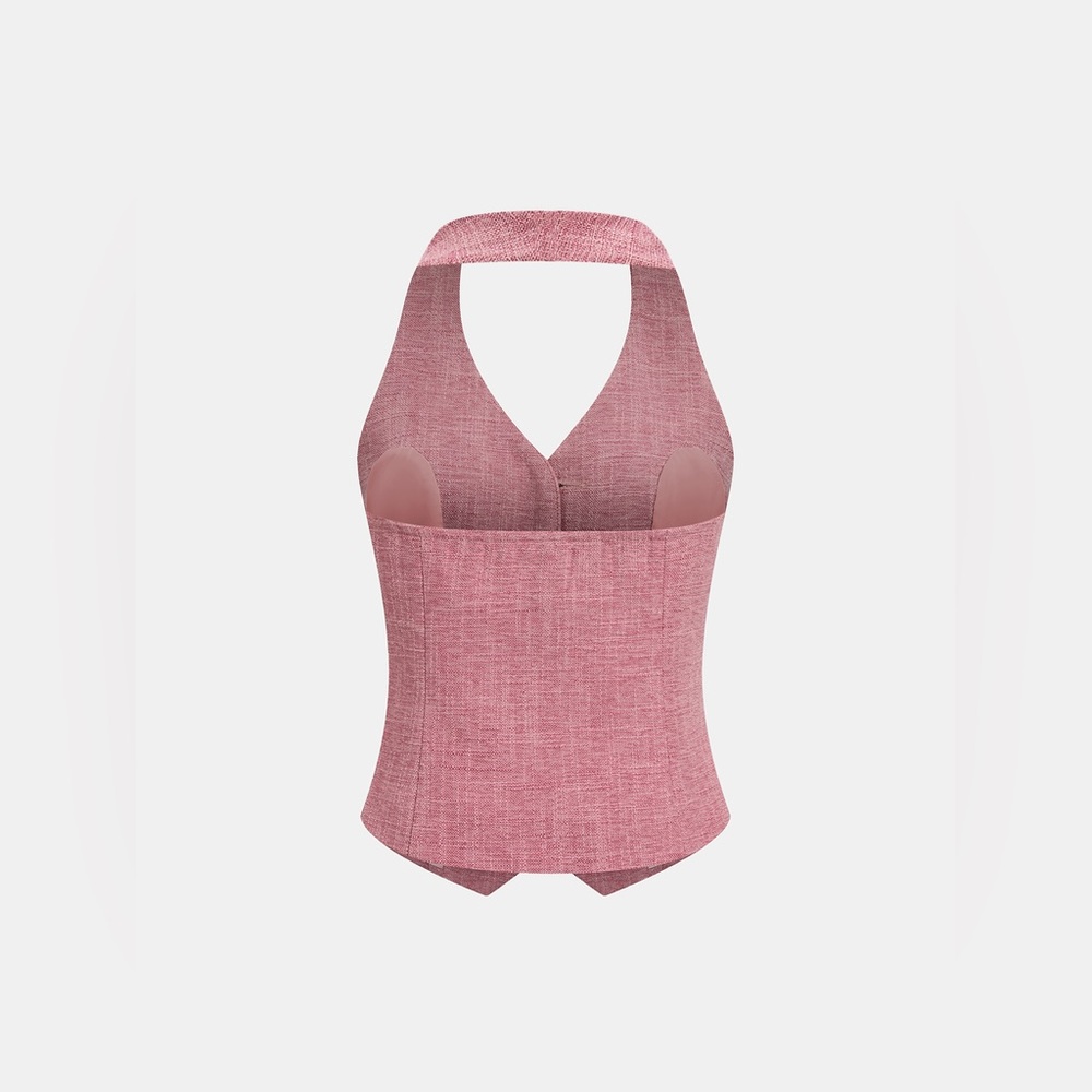 Commense Wide-Leg High-Rise Trousers in Dusty Rose - Picture 4 of 5